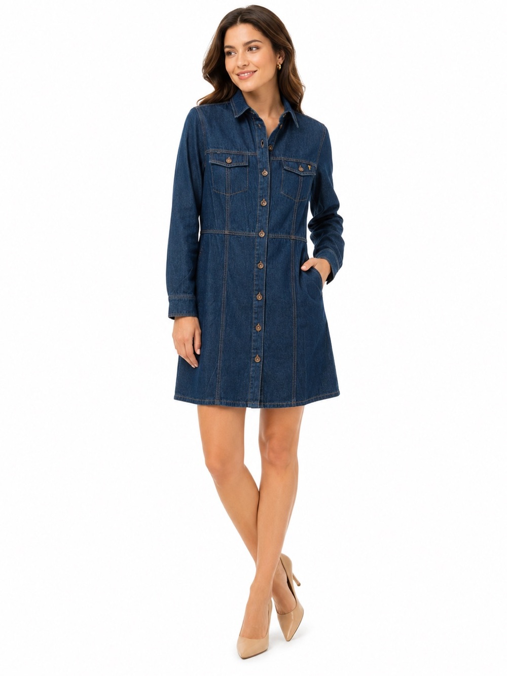 Frye dark denim dress size Medium NWT